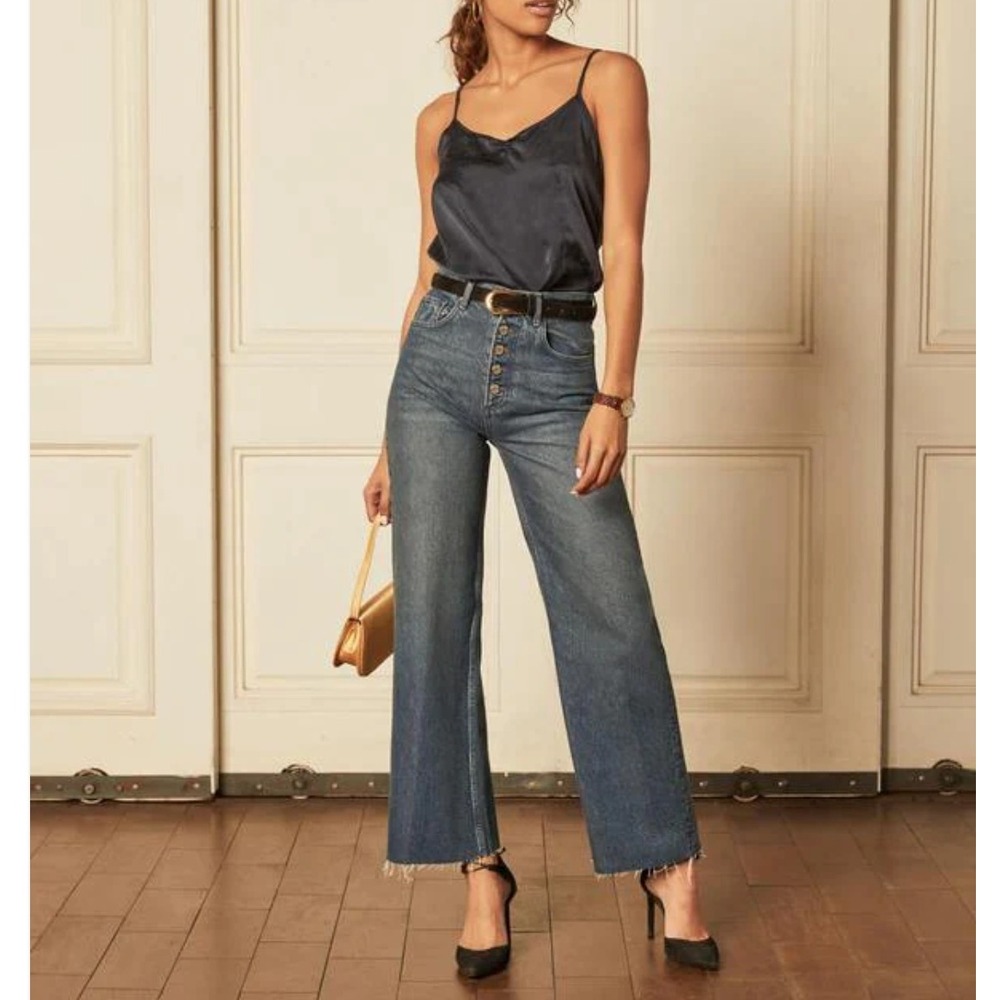 Boyish The Charley High Society Wide Leg Jeans Blue High Rise Button Fly Size 29